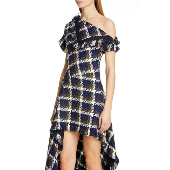 💙 MONSE Fringe Tweed Asymmetric Maxi Midi Dress 6 - Picture 7 of 11